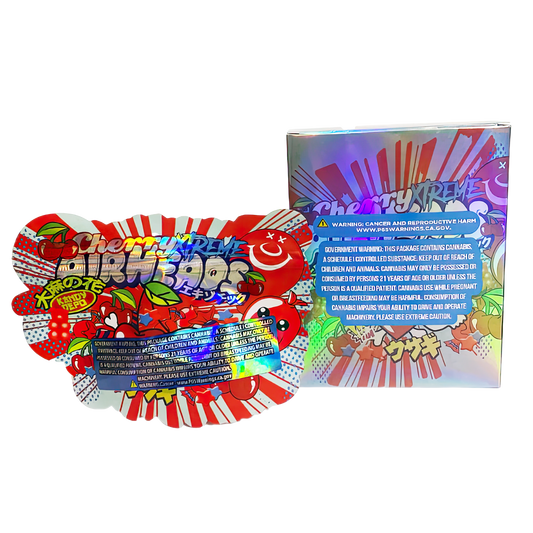 3.5g Shaped Mylar Bag with Box - Cherry Xtreme Airheads (25 Bags+25Boxes)