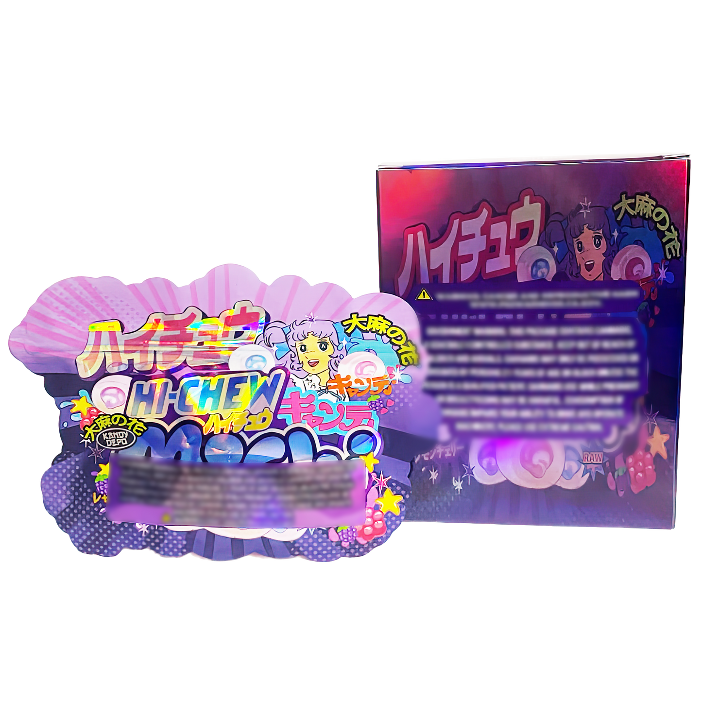 3.5g Shaped Mylar Storage Bag with Box - Hi-Chew Mochi (25 Storage Bags+25Boxes)