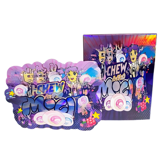 (25 Count) Decorative Zip Foil Pouches with Matching Boxes (4"x 5") Mochi-Style Graphic Set