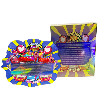 3.5g Shaped Mylar Storage Bag with Box - Sticky Cherry Rice (25 Storage Bags+25Boxes)