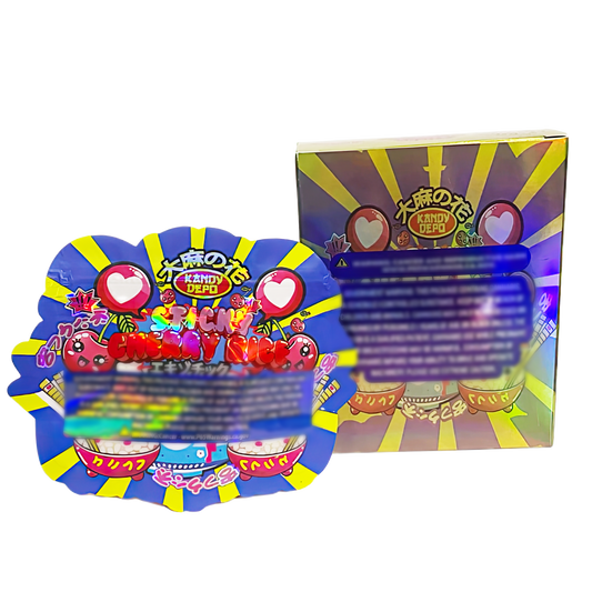 3.5g Shaped Mylar Storage Bag with Box - Sticky Cherry Rice (25 Storage Bags+25Boxes)