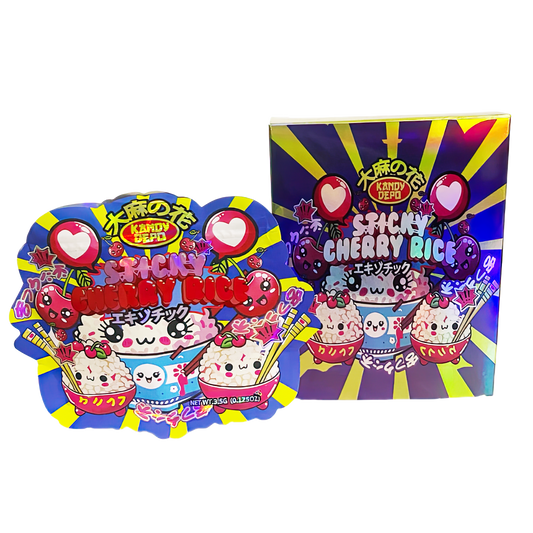 3.5g Shaped Mylar Storage Bag with Box - Sticky Cherry Rice (25 Storage Bags+25Boxes)