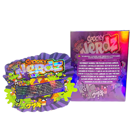 3.5g Shaped Mylar Bag with Box - Spooky Nerdz (25 Bags+25Boxes)