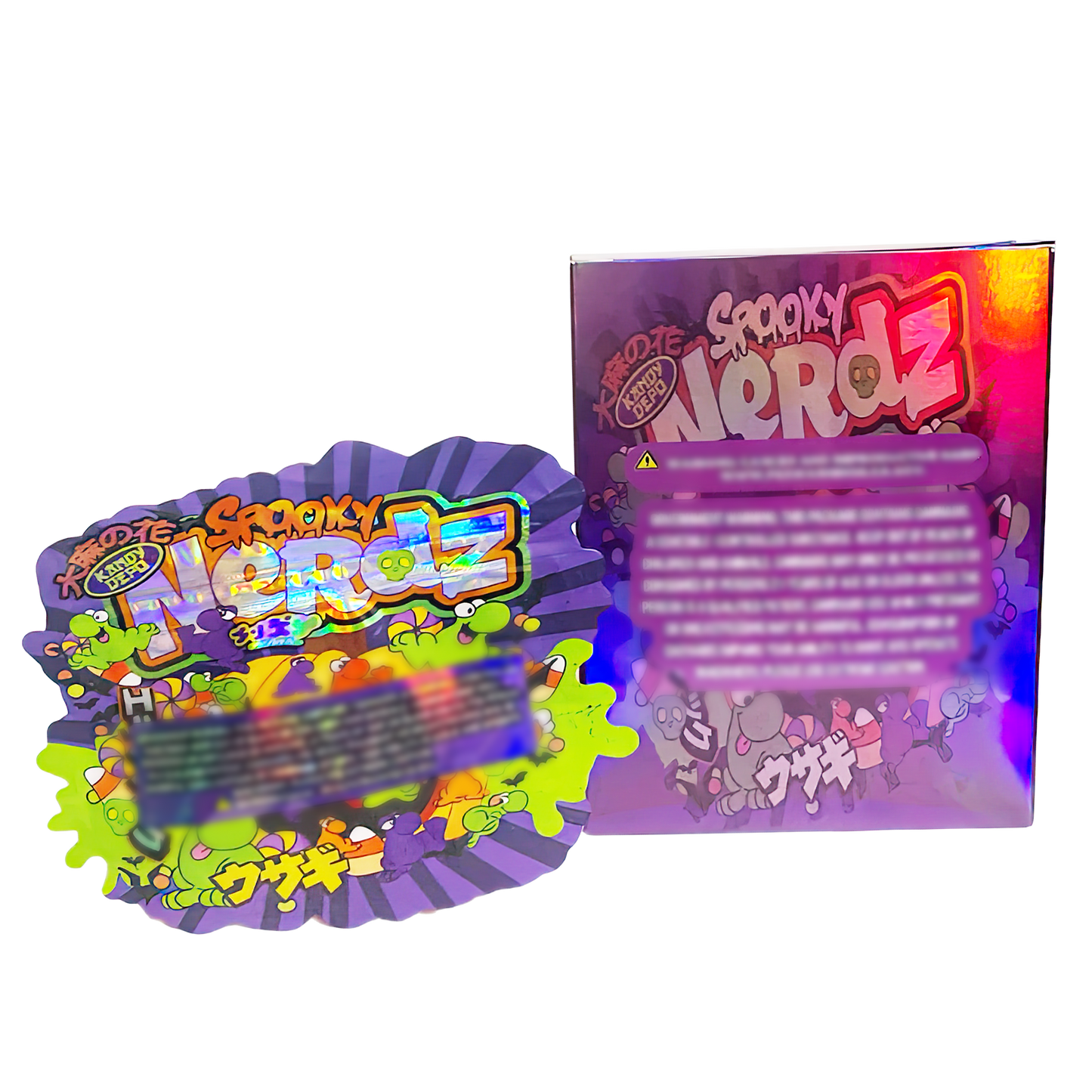 3.5g Shaped Mylar Storage Bag with Box - Spooky Nerdz (25 Storage Bags+25Boxes)