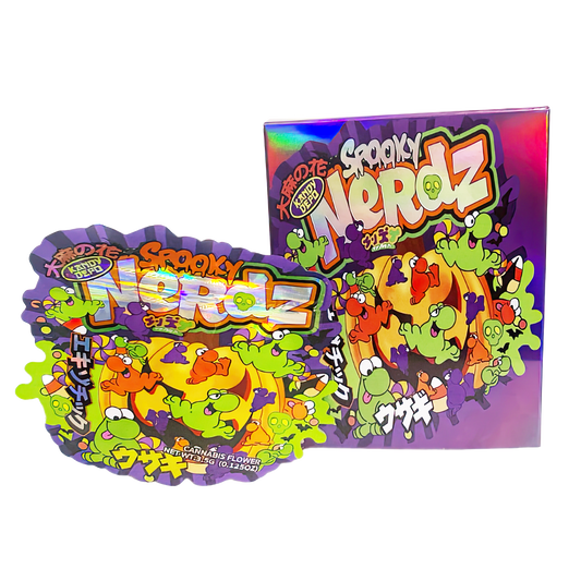 3.5g Shaped Mylar Bag with Box - Spooky Nerdz (25 Bags+25Boxes)