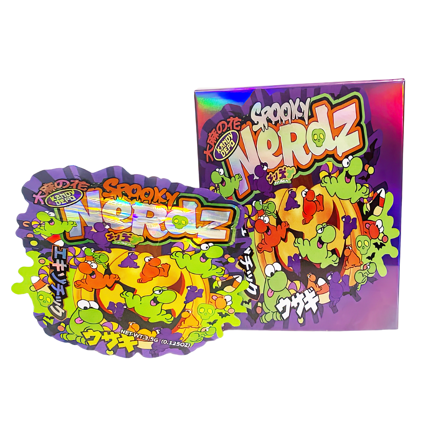 3.5g Shaped Mylar Storage Bag with Box - Spooky Nerdz (25 Storage Bags+25Boxes)