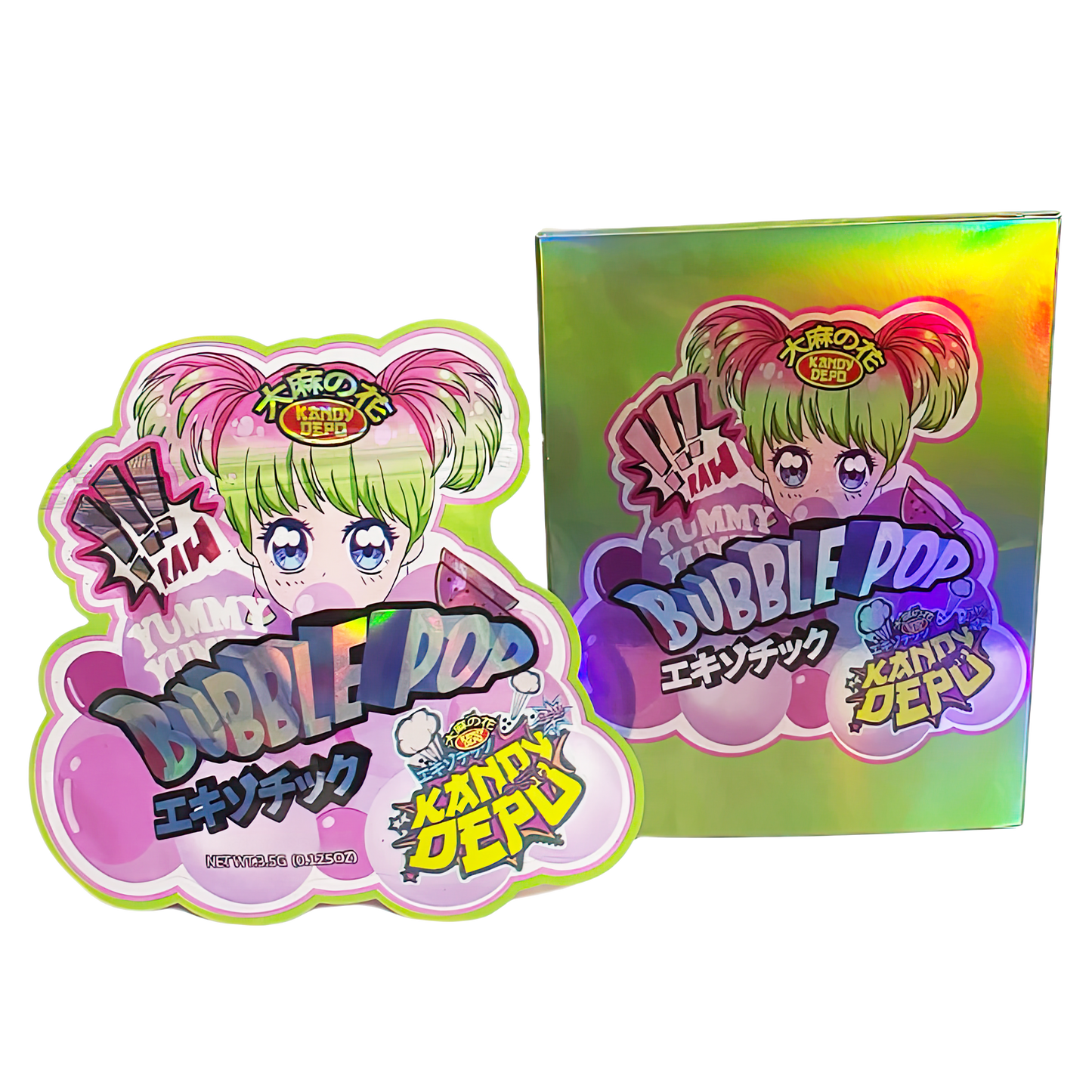 3.5g Shaped Mylar Storage Bag with Box - Bubble Pop Depo (25 Storage Bags+25Boxes)