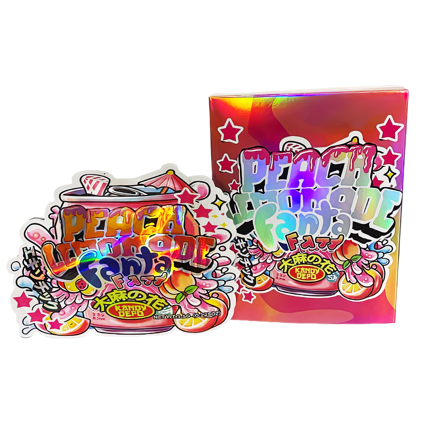 3.5g Shaped Mylar Storage Bag with Box - Peach Lemonade Fana (25 Storage Bags+25Boxes)