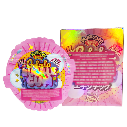 3.5g Shaped Mylar Storage Bag with Box - Gelato Bubble Gum (25 Storage Bags+25Boxes)