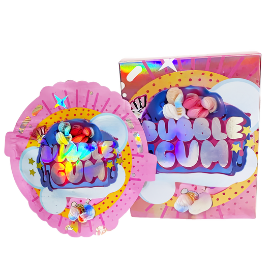 (25 Count) Decorative Zip Foil Pouches with Matching Boxes (4"x 5") Gelato-Style Bubble Graphic Set