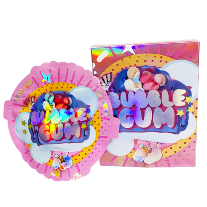 (25 Count) Decorative Zip Foil Pouches with Matching Boxes (4"x 5") Gelato-Style Bubble Graphic Set