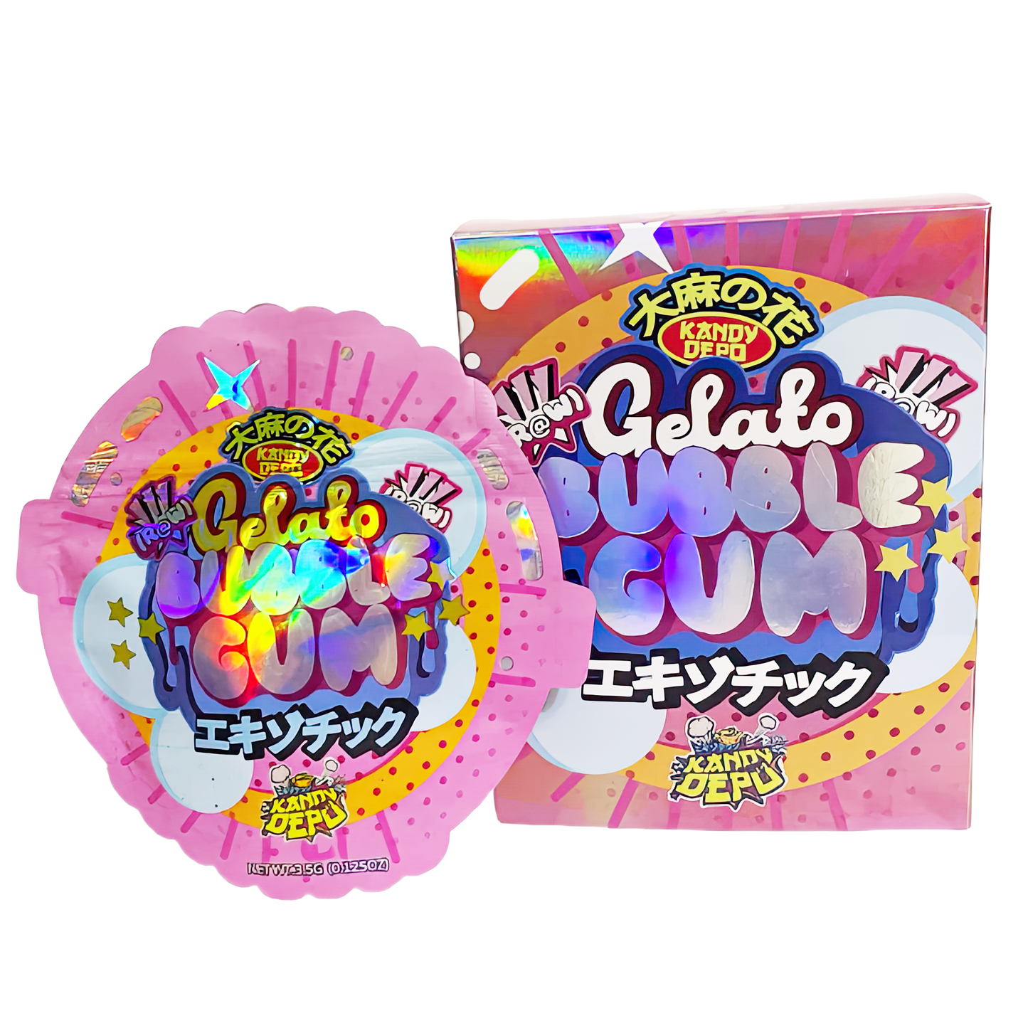 3.5g Shaped Mylar Storage Bag with Box - Gelato Bubble Gum (25 Storage Bags+25Boxes)