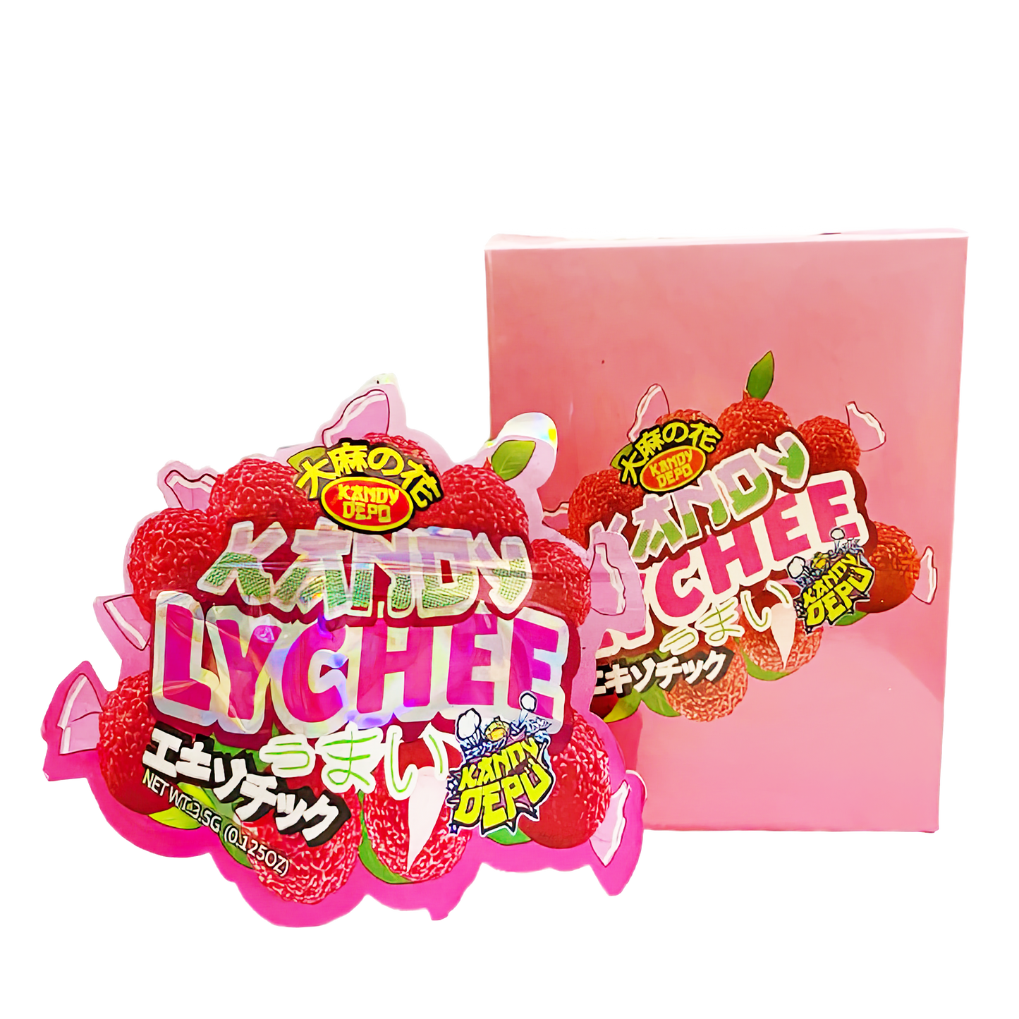 3.5g Shaped Mylar Storage Bag with Box - Lychee (25 Storage Bags+25Boxes)