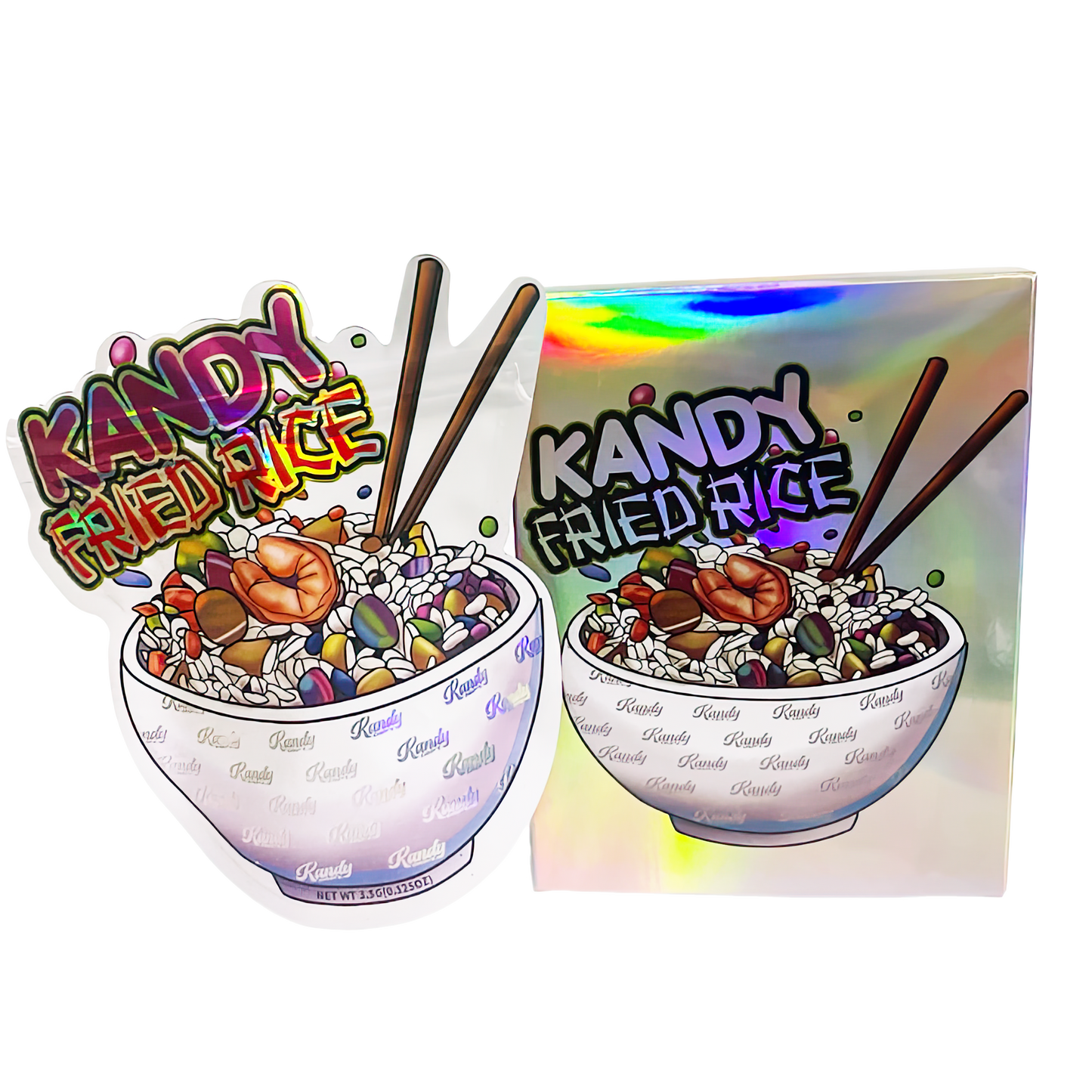 3.5g Shaped Mylar Storage Bag with Box - Fried Rice (25 Storage Bags+25Boxes)