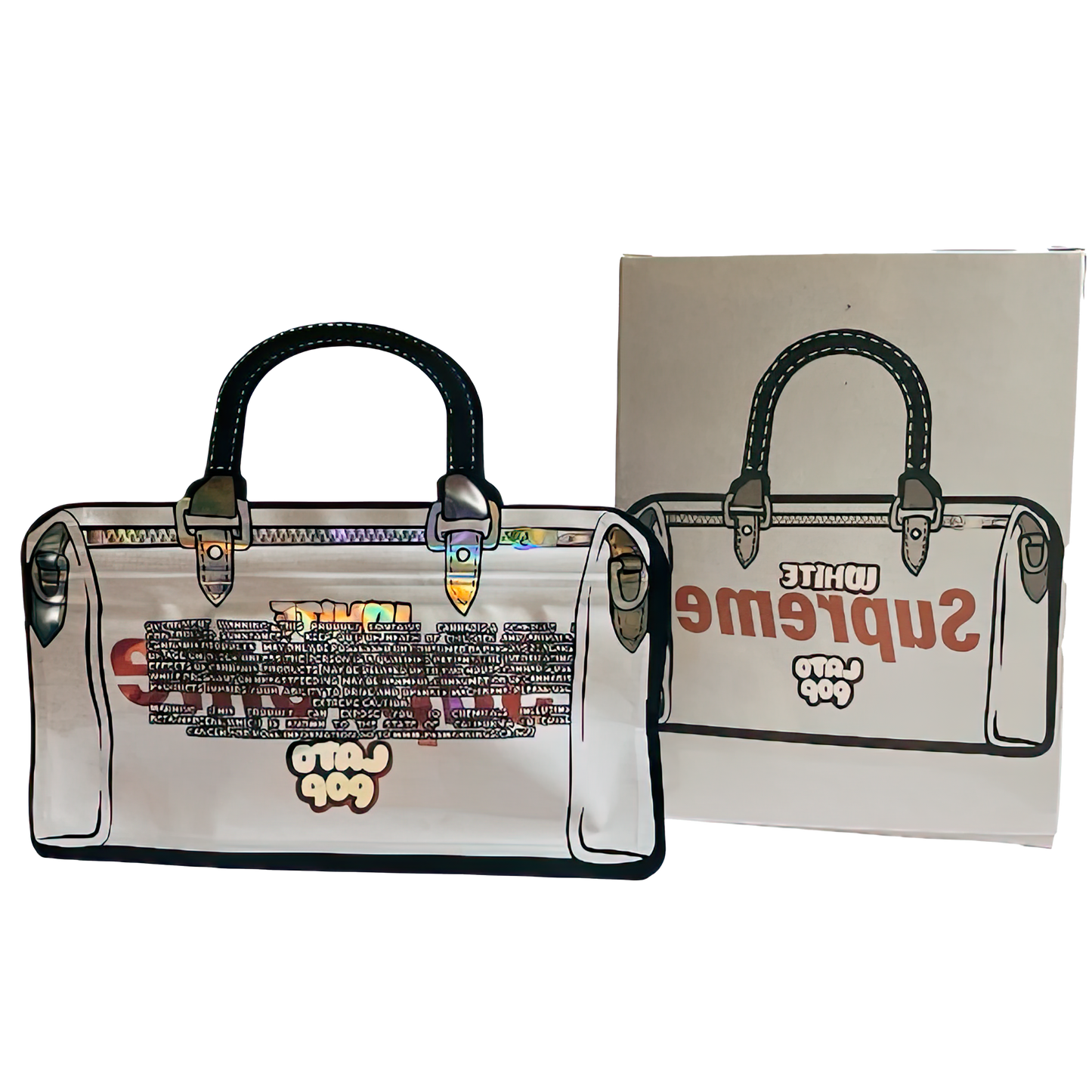 3.5g Shaped Mylar Storage Bag with Box - White Supreme Latopop (25 Storage Bags+25Boxes)