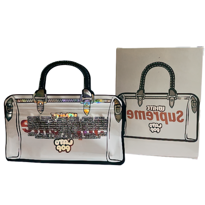 3.5g Shaped Mylar Storage Bag with Box - White Supreme Latopop (25 Storage Bags+25Boxes)
