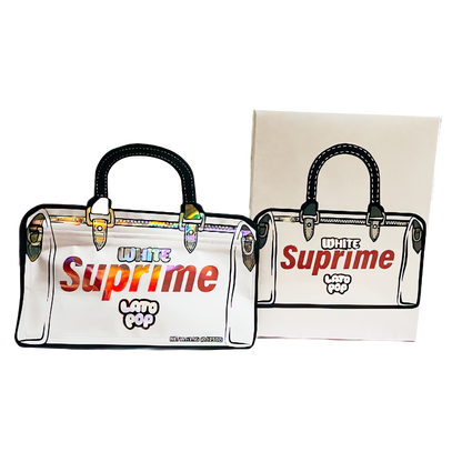3.5g Shaped Mylar Storage Bag with Box - White Supreme Latopop (25 Storage Bags+25Boxes)