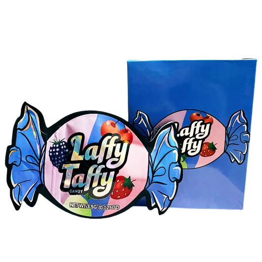 3.5g Shaped Mylar Storage Bag with Box - Laffy Taffy (25 Storage Bags+25Boxes)