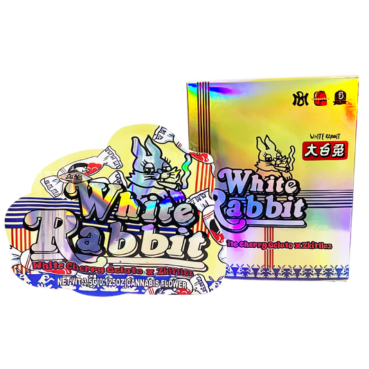 3.5g Shaped Mylar Bag with Box - White Rabbit (25 Bags+25Boxes)