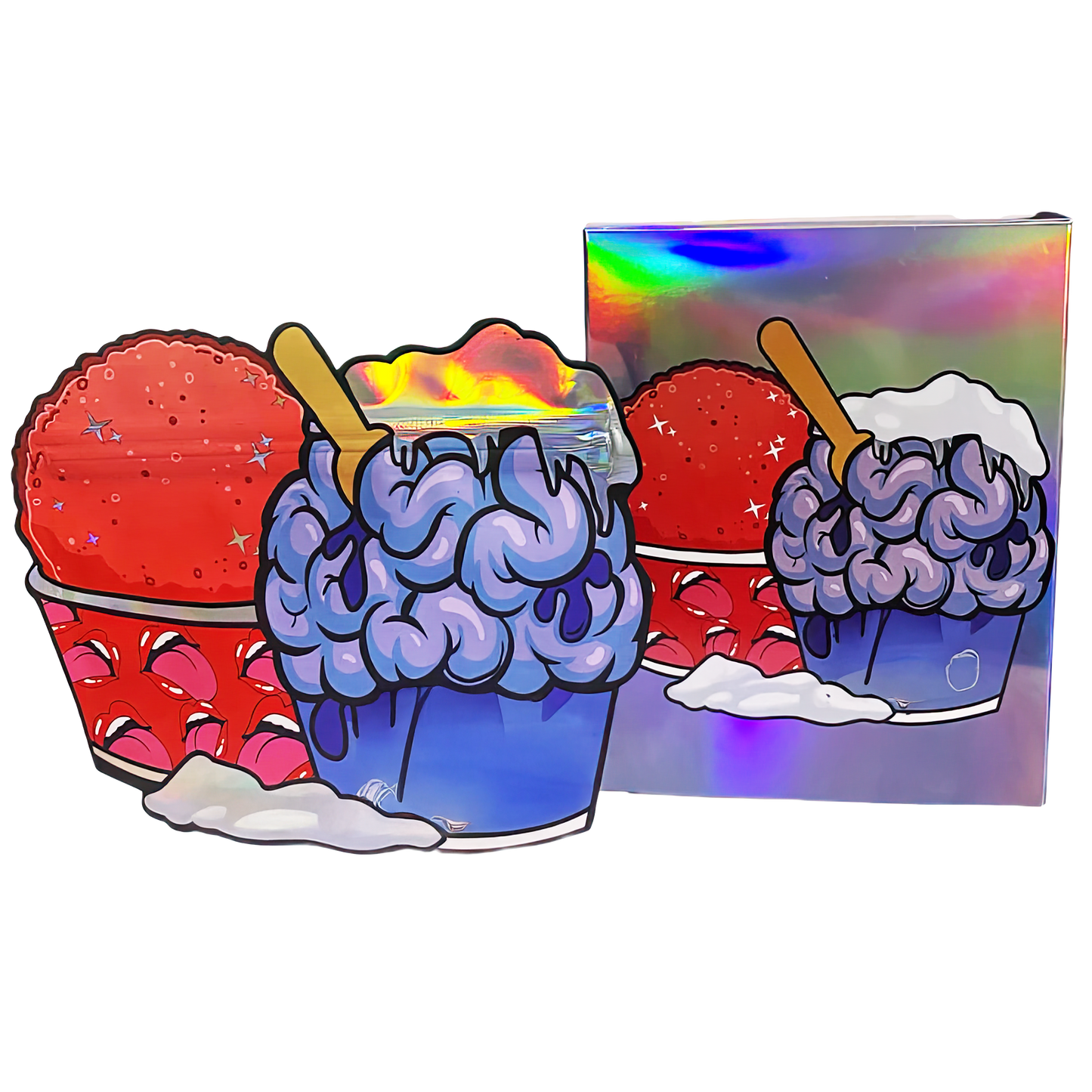 (25 Count) Decorative Zip Foil Pouches with Matching Boxes (4"x 5") Frozen Fruit Graphic Set