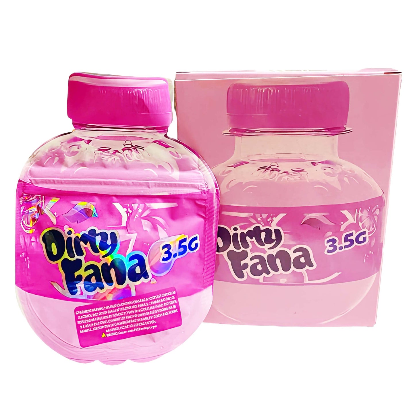 25 Pack 3.5g Shaped Bags & Boxes Set - Pink Bottle Graphic Dirty Fana