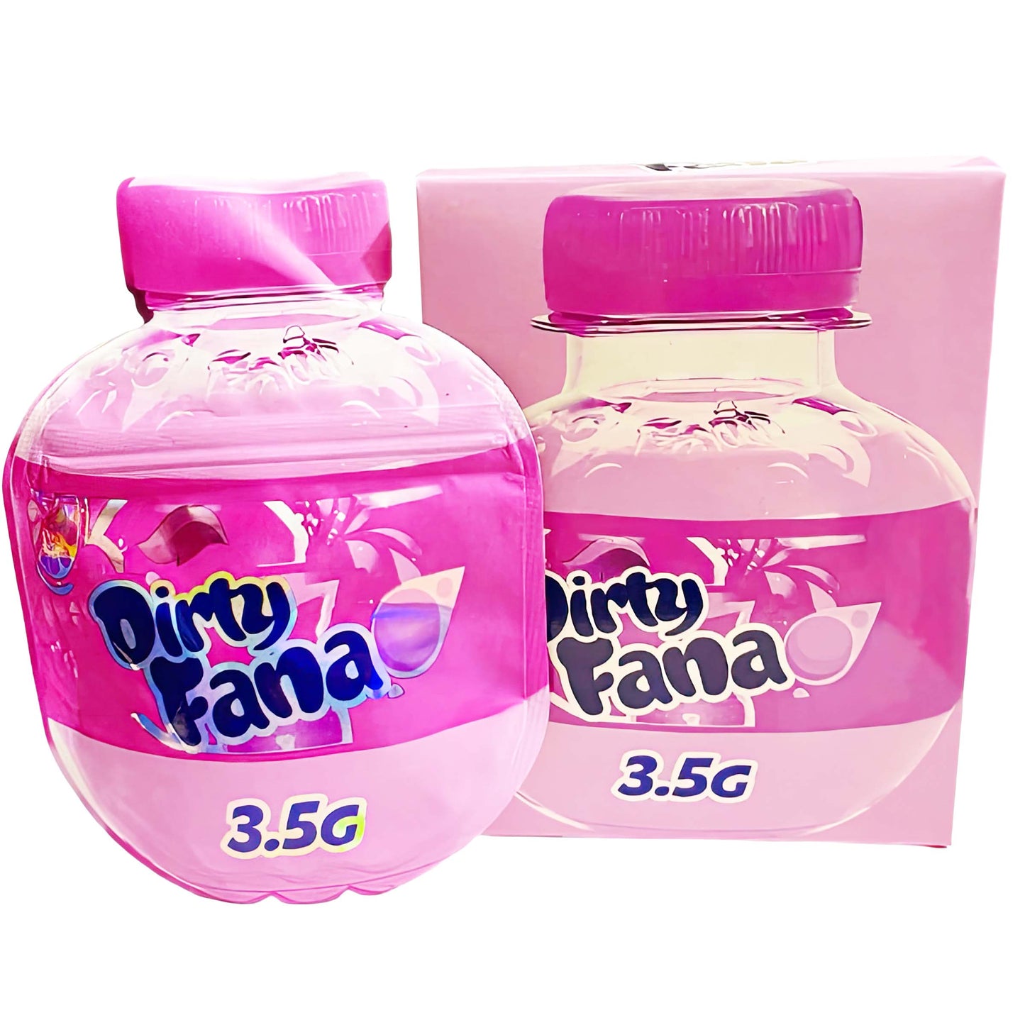 25 Pack 3.5g Shaped Bags & Boxes Set - Pink Bottle Graphic Dirty Fana