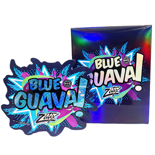 3.5g Shaped Mylar Storage Bag with Box - Blue Guava (25 Storage Bags+25Boxes)