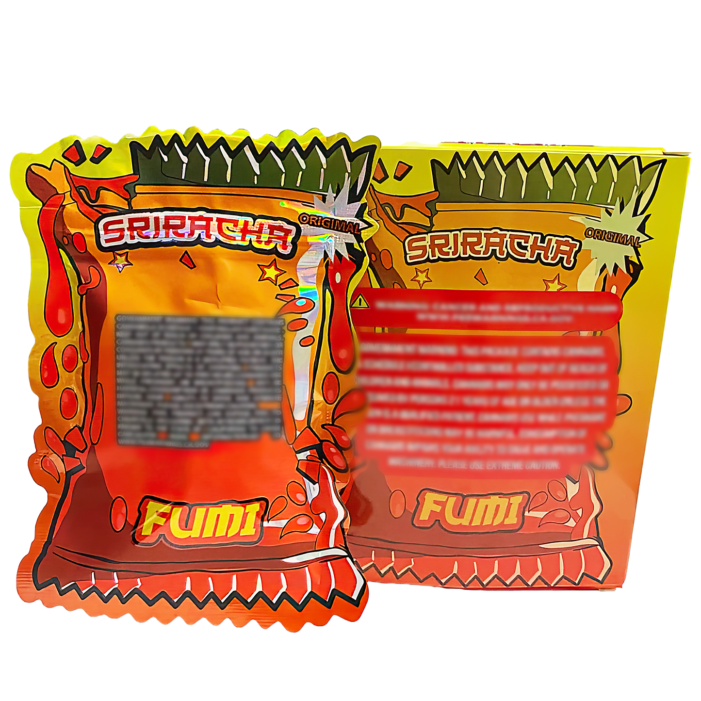 3.5g Shaped Mylar Storage Bag with Box - Sriracha Fumi (25 Storage Bags+25Boxes)