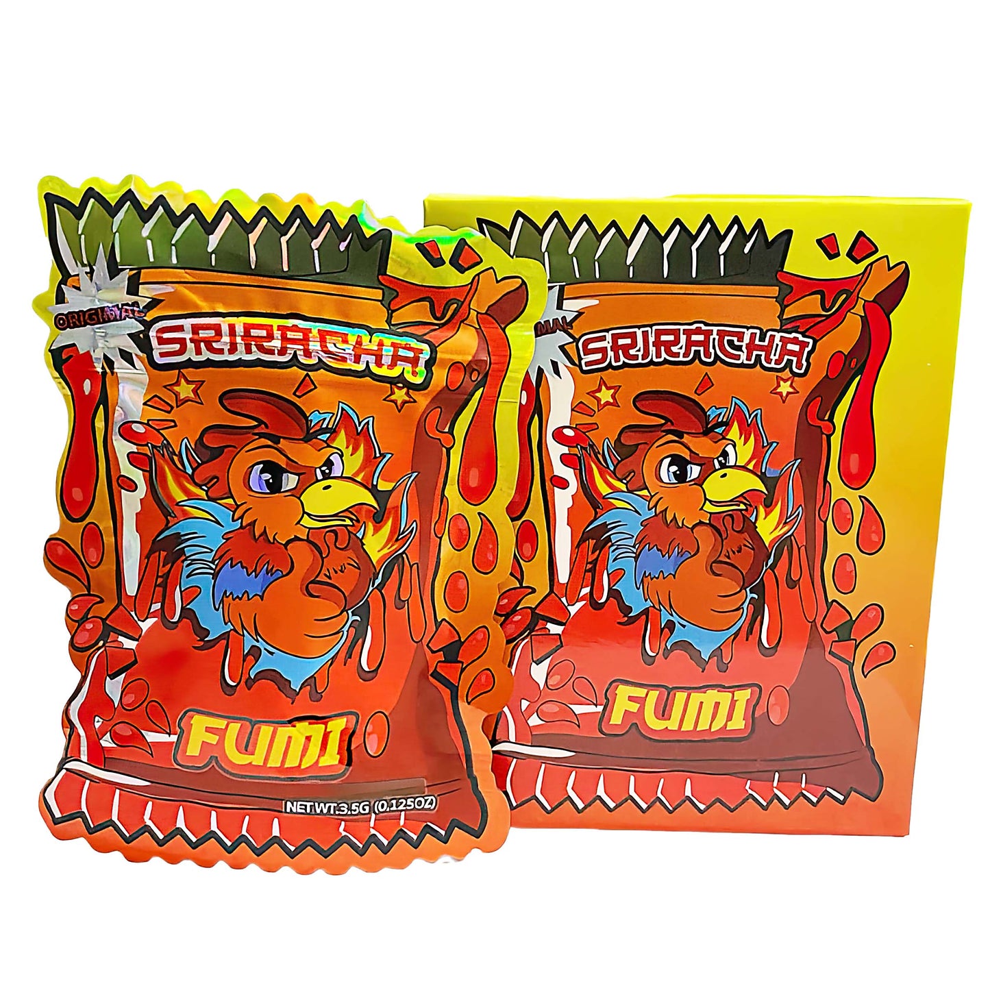 25 Pack 3.5g Shaped Bags & Boxes Set - Sriracha Fumi