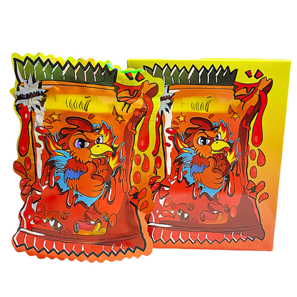 (25 Count) Decorative Zip Foil Pouches with Matching Boxes (4"x 5") Spicy Sauce Graphic Set