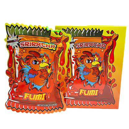 3.5g Shaped Mylar Storage Bag with Box - Sriracha Fumi (25 Storage Bags+25Boxes)