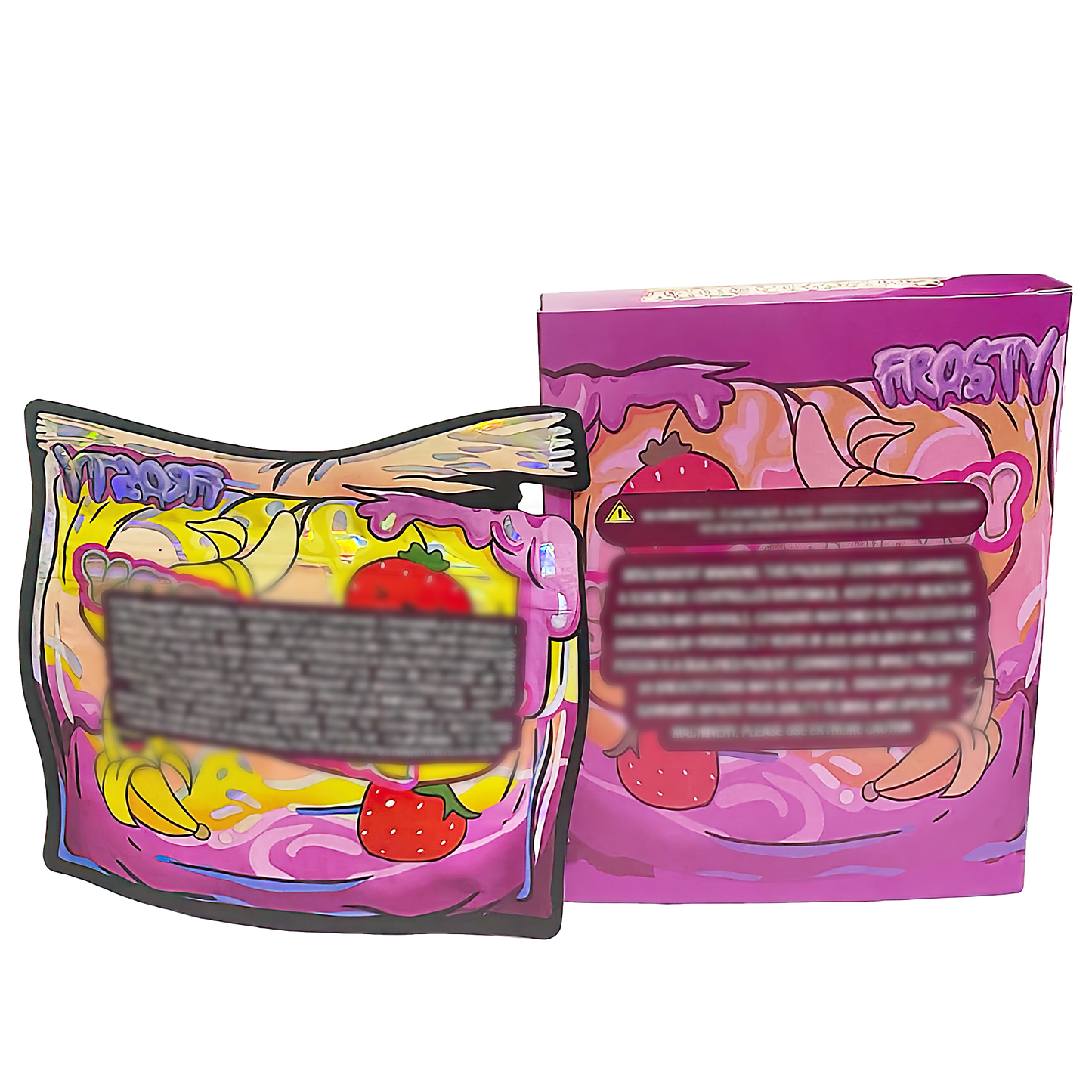 3.5g Shaped Mylar Storage Bag with Box - Strawberry Banana (25 Storage Bags+25Boxes)