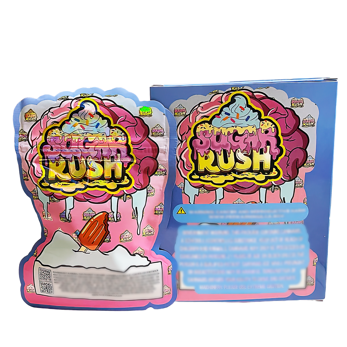 3.5g Shaped Mylar Storage Bag with Box - Brain Freeze (25 Storage Bags+25Boxes)