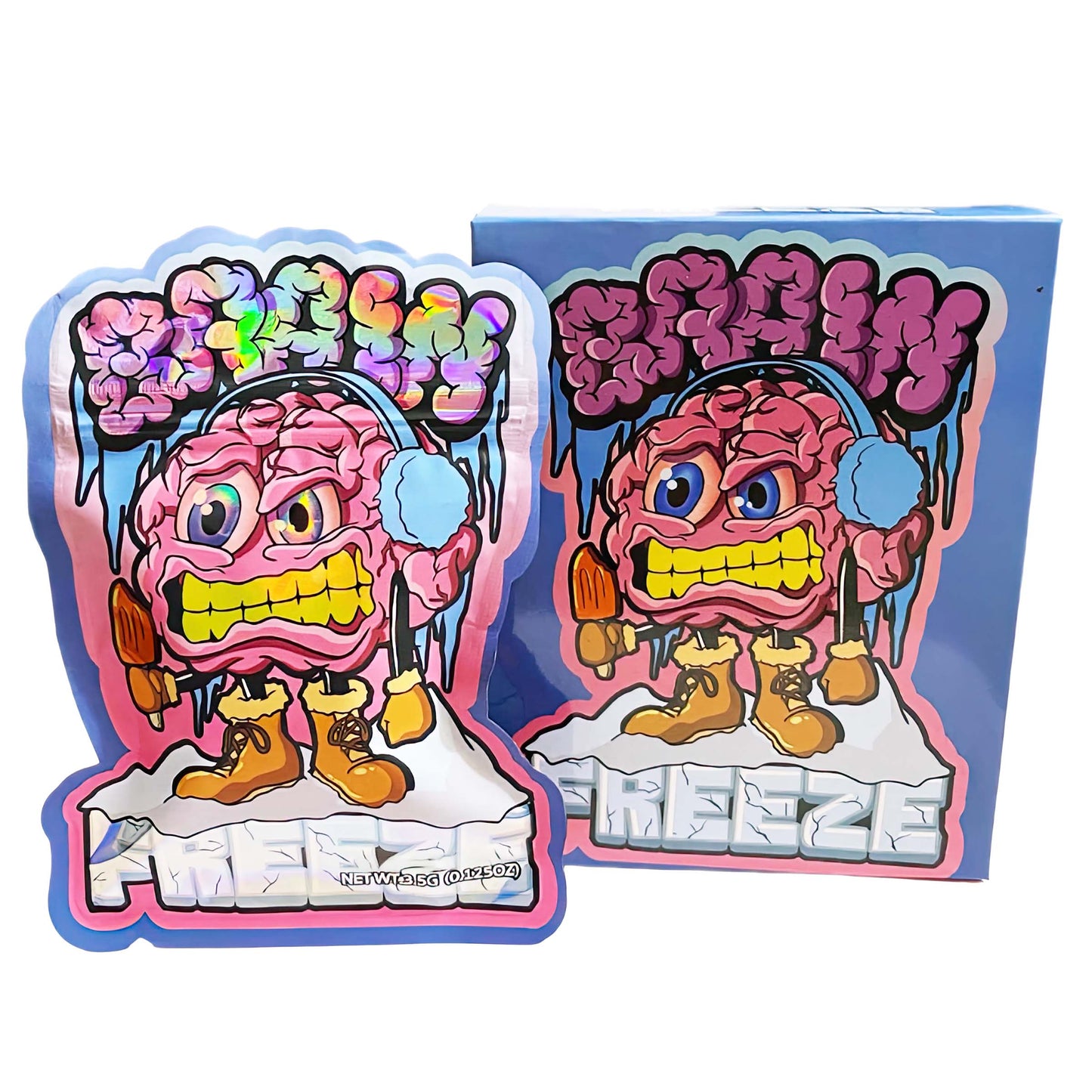 25 Pack 3.5g Shaped Bags & Boxes Set - Brain Freeze