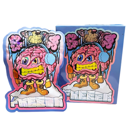 (25 Count) Decorative Zip Foil Pouches with Matching Boxes (4"x 5") Ice Brain Graphic Set