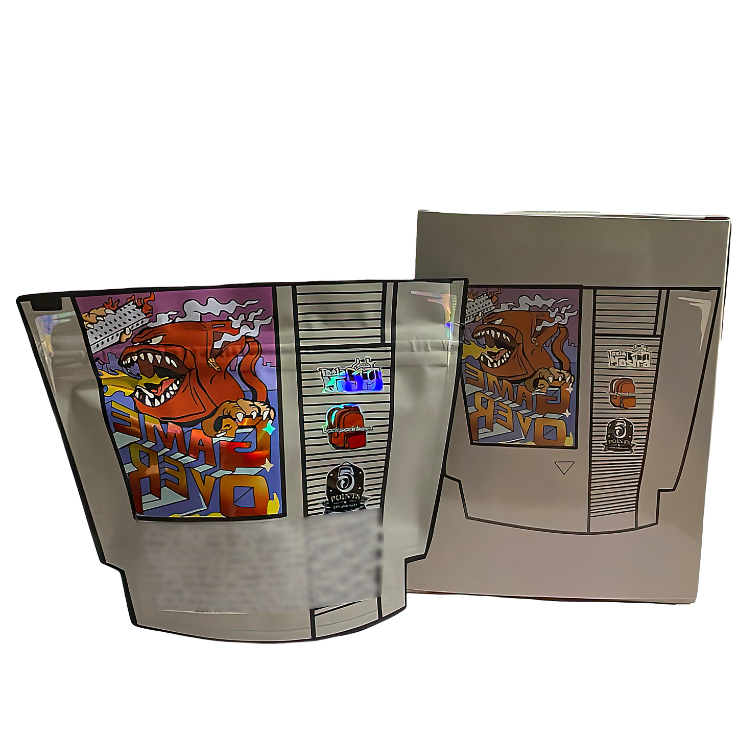 3.5g Shaped Mylar Storage Bag with Box - Game Over (25 Storage Bags+25Boxes)