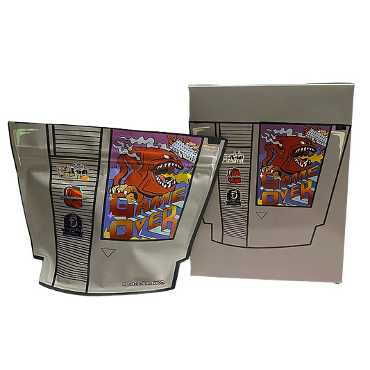 3.5g Shaped Mylar Storage Bag with Box - Game Over (25 Storage Bags+25Boxes)