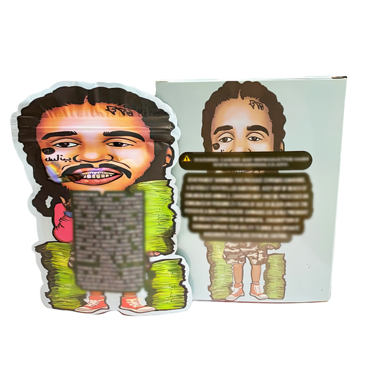 3.5g Shaped Mylar Storage Bag with Box - OT7 Boxed (25 Storage Bags+25Boxes)