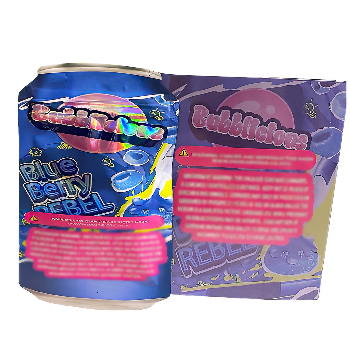 25 Pack 3.5g Shaped Bags & Boxes Set - Bubblicious Blueberry Rebel