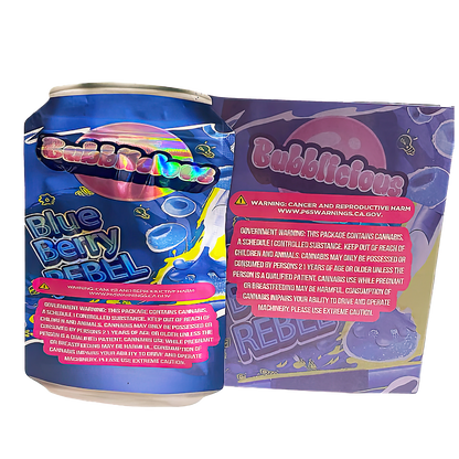 3.5g Shaped Mylar Bag with Box - Bubblicious Blueberry Rebel (25 Bags+25Boxes)
