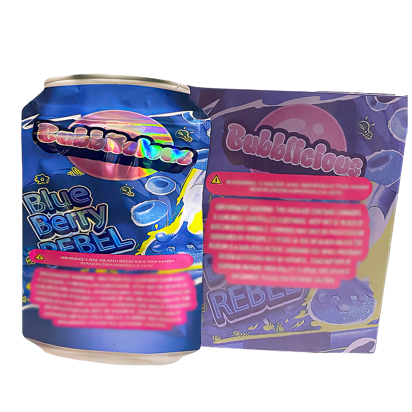 3.5g Shaped Mylar Storage Bag with Box - Bubblicious Blueberry Rebel (25 Storage Bags+25Boxes)