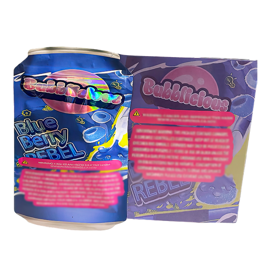 3.5g Shaped Mylar Storage Bag with Box - Bubblicious Blueberry Rebel (25 Storage Bags+25Boxes)