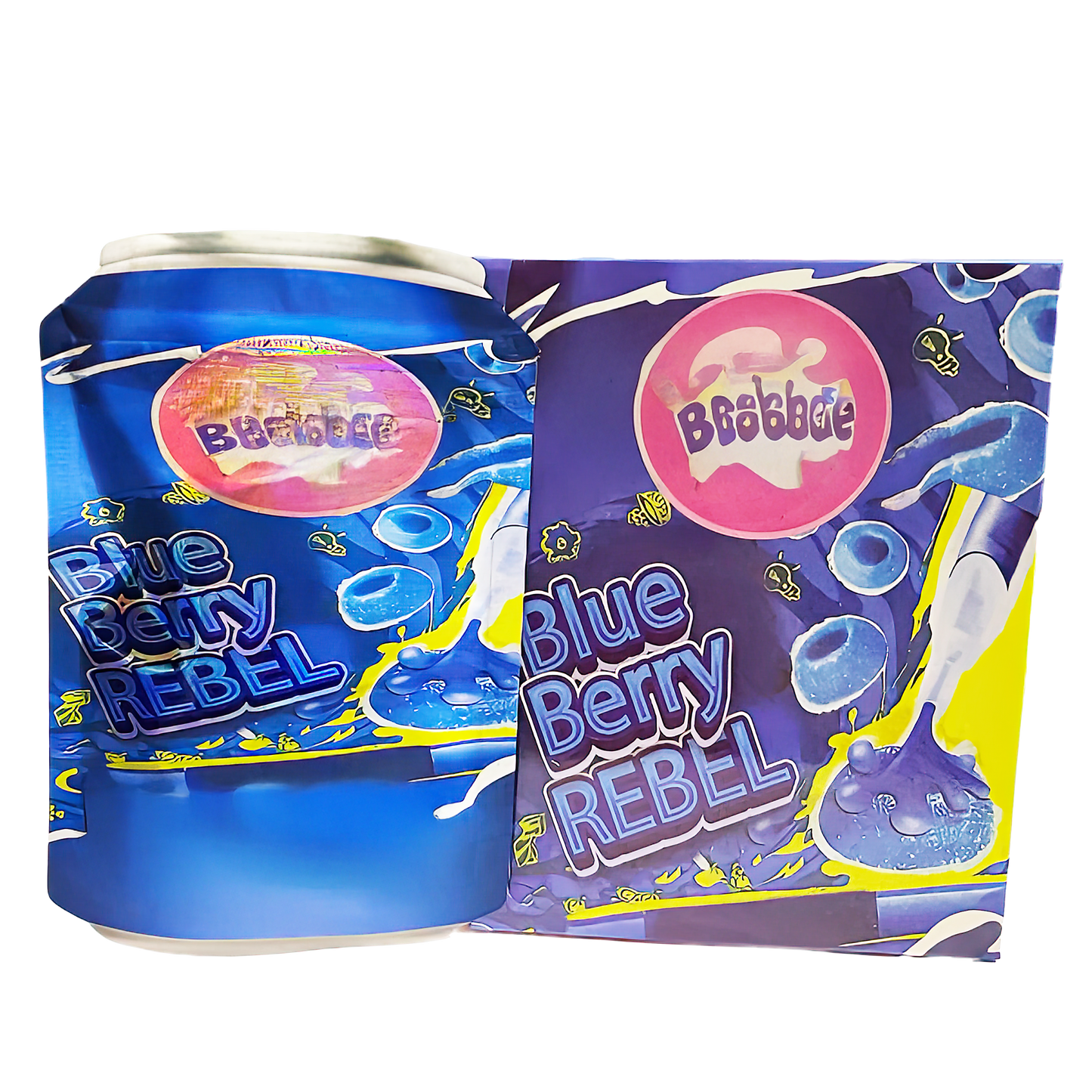 (25 Count) Decorative Zip Foil Pouches with Matching Boxes (4"x 5") Blue Splash Graphic