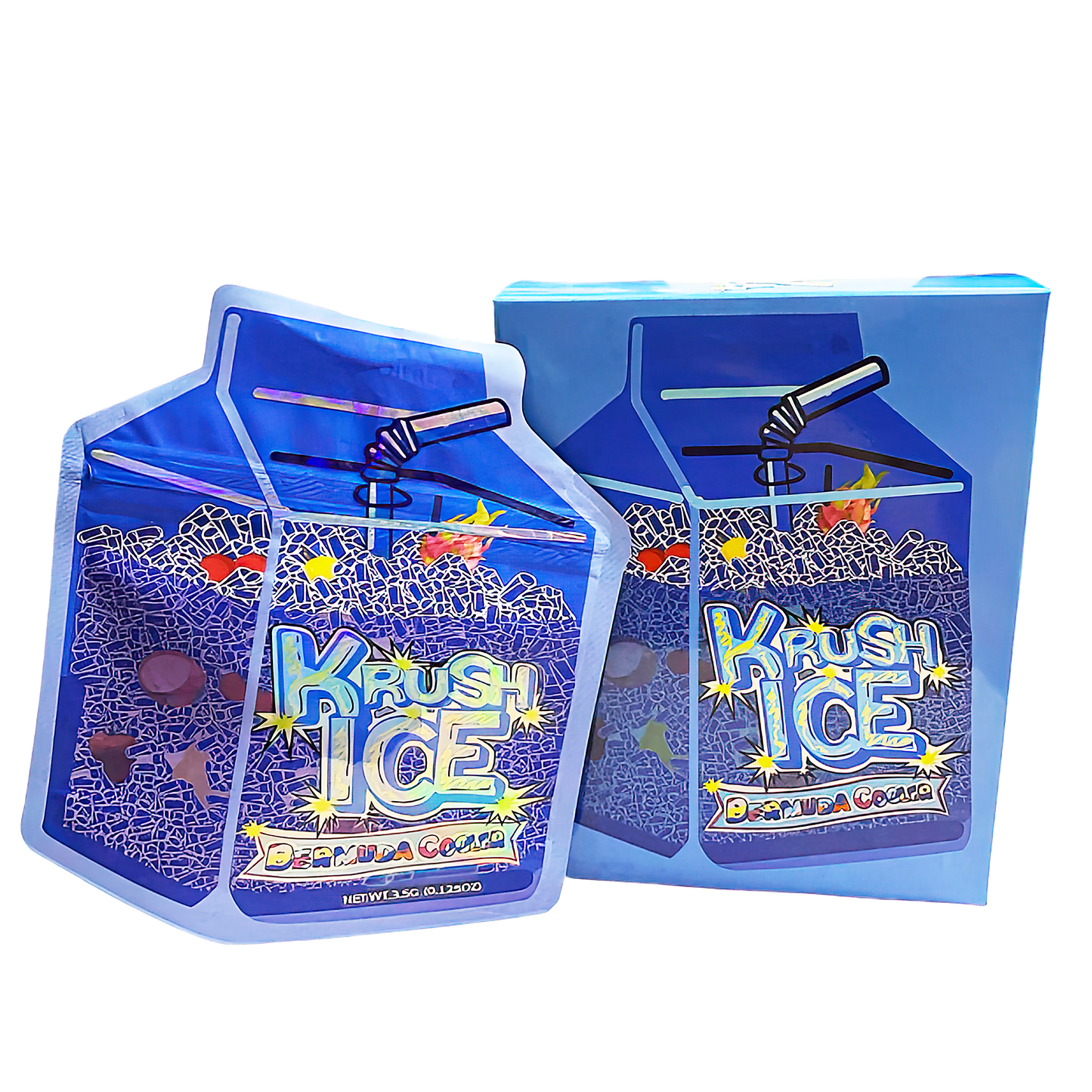 3.5g Shaped Mylar Storage Bag with Box - Krush Ice (25 Storage Bags+25Boxes)