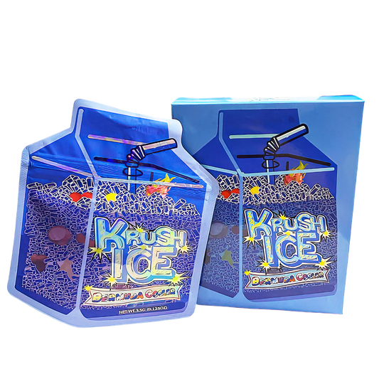 3.5g Shaped Mylar Storage Bag with Box - Krush Ice (25 Storage Bags+25Boxes)