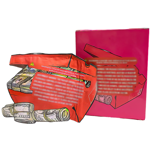 3.5g Shaped Mylar Storage Bag with Box - High Roller (25 Storage Bags+25Boxes)