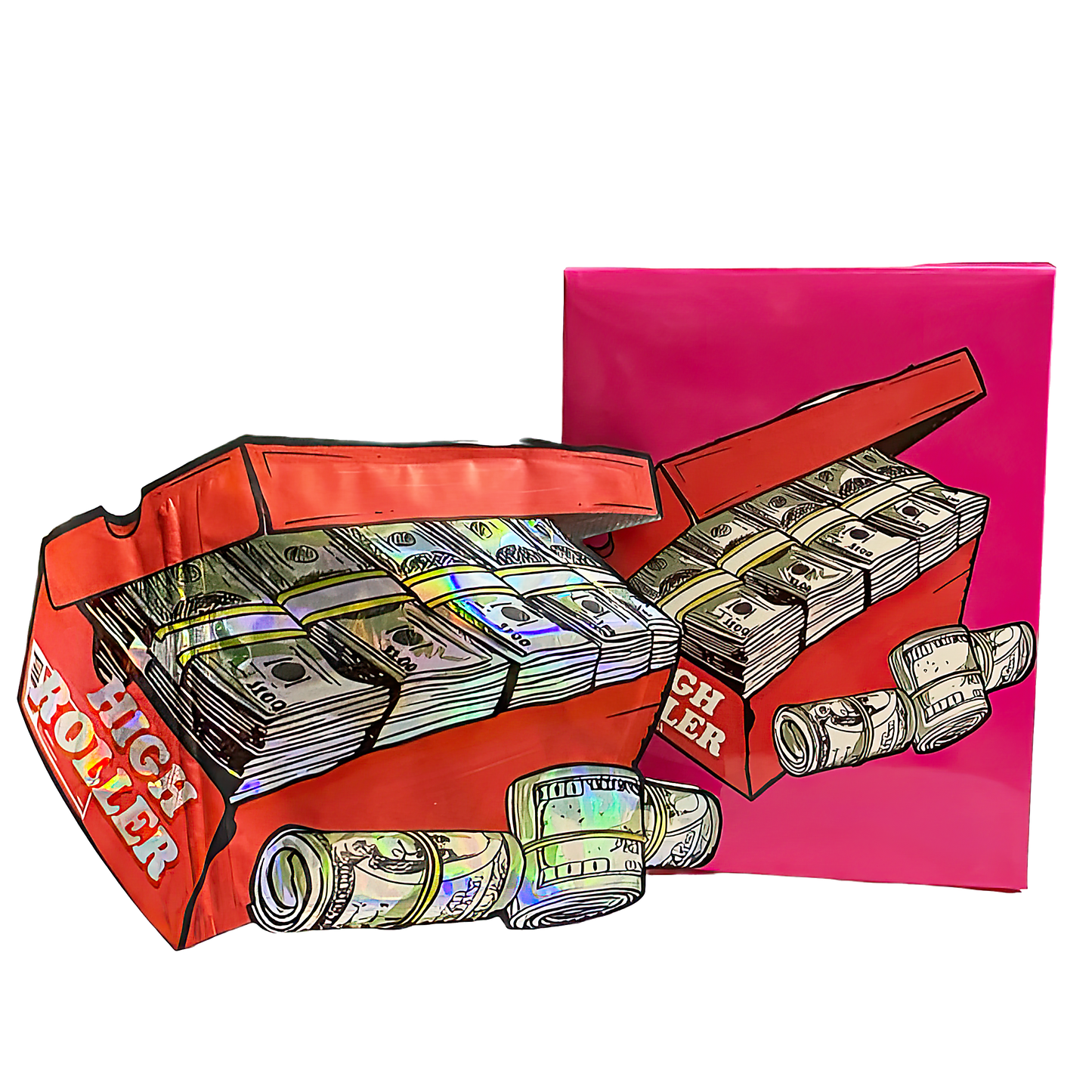 3.5g Shaped Mylar Storage Bag with Box - High Roller (25 Storage Bags+25Boxes)