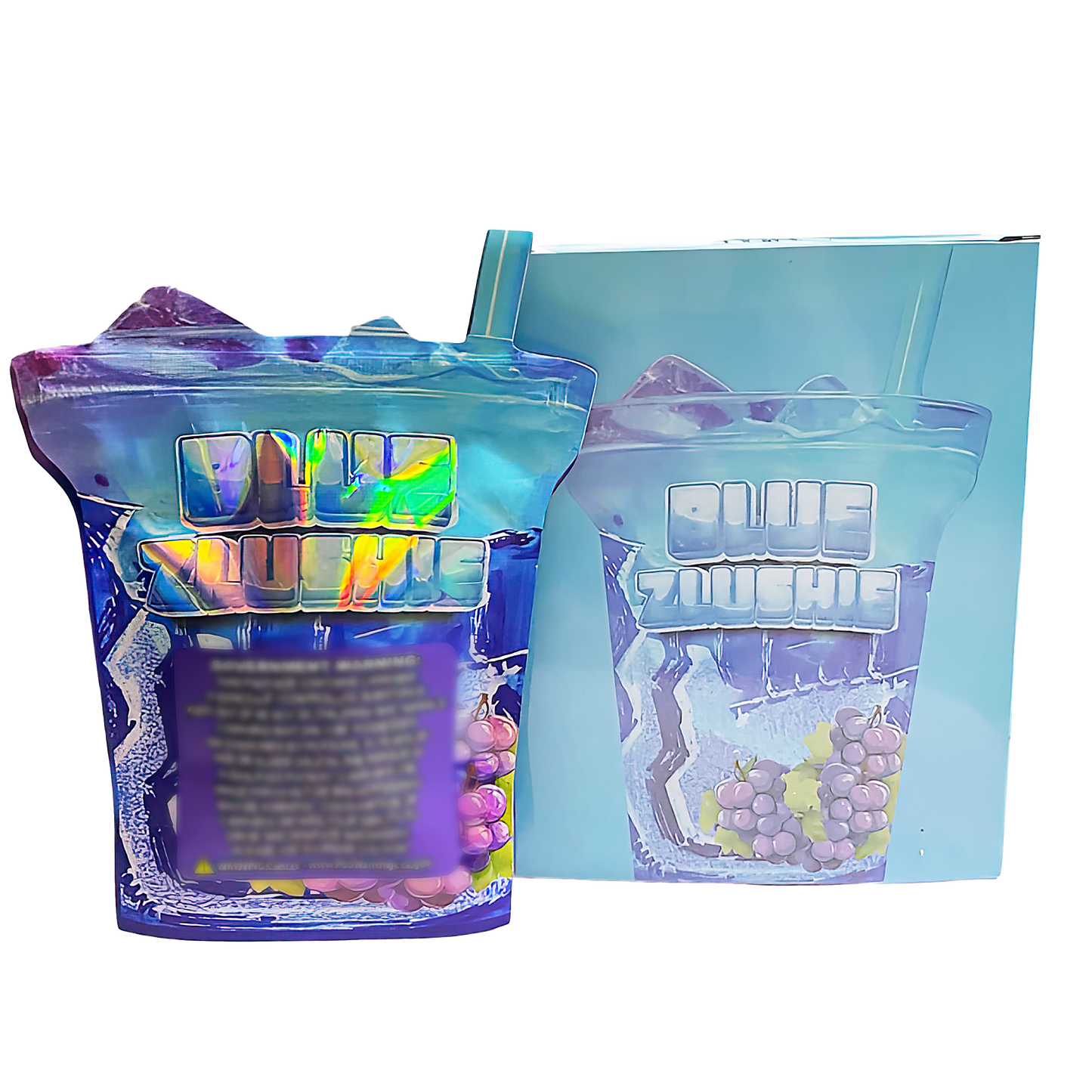 3.5g Shaped Mylar Storage Bag with Box - Blue Zlushie (25 Storage Bags+25Boxes)