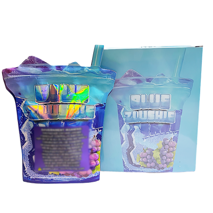 3.5g Shaped Mylar Storage Bag with Box - Blue Zlushie (25 Storage Bags+25Boxes)