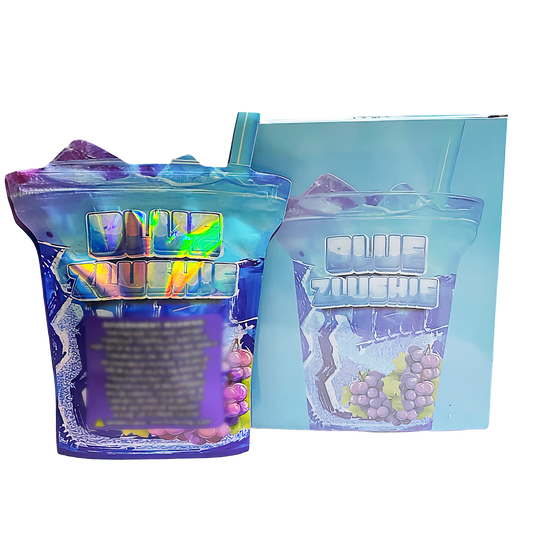 3.5g Shaped Mylar Storage Bag with Box - Blue Zlushie (25 Storage Bags+25Boxes)